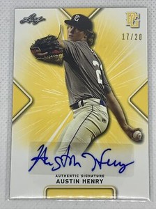 2021 LEAF PERFECT GAME YELLOW AUSTIN HENRY PAPER RC AUTO # 17/20