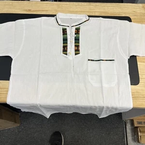 Shirt Mens M White Guayabera Rockabilly Cuban Classic New - Picture 1 of 7