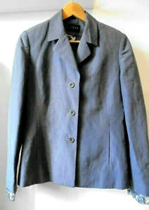 Linea Silk Linen Blazer Tailored Jacket Petite Size 10 Lilac Flower Lace Cuffs - Picture 1 of 7
