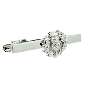 Scottish Thistle Tie Clip Rhodium Plated Presented in a Gift Box