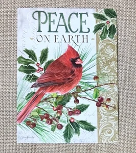 Jane Shasky Cardinal Bird Holly Berry Christmas Card Holiday Junk Journaling - Picture 1 of 5