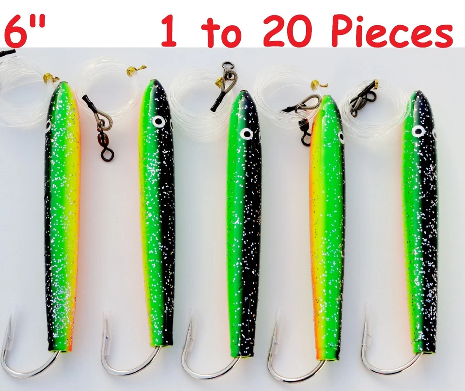 6" Rigged Cedar Plugs Zucchini Tuna Trolling Saltwater Fishing Lures Select qty - Image 1 of 1