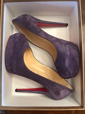 CHRISTIAN LOUBOUTIN Bianca 140 Veau Terciopelo Púrpura Plataforma Stiletto Zapatos EU39 Foto 1 de 4