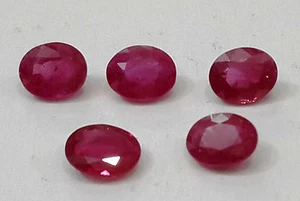 Natural Loose Ruby Ovals 5.5*4.5mm 5pc Burmese Heated Fine Color Quality - Picture 1 of 3
