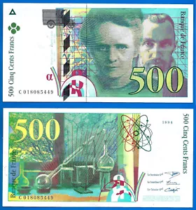 France 500 Francs 1994 Prefix C Pierre & Marie Curie Frc Frcs Free Shipping Wrld - Picture 1 of 3
