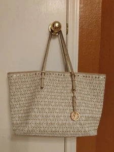MICHAEL KORS Vanilla Medium Travel Jet Set Gold Studded Tote Shoulder Bag - $598 - Bild 1 von 12