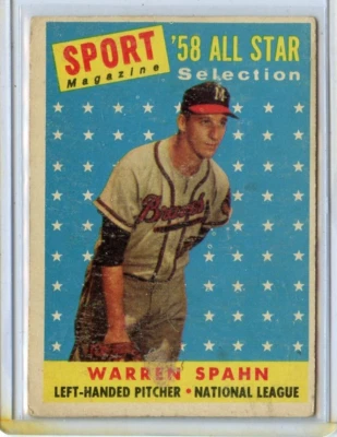 1958 Topps Warren Spahn Milwaukee Braves AS #494 ⭐️💥🎯 Original Foto 1 de 2