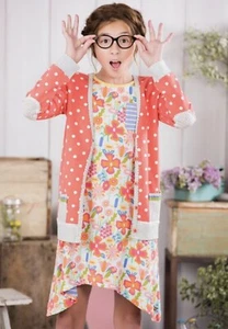Matilda Jane 435 Hang Time Cardigan Coral Polka Dot French Terry Girls Sz 14 - Picture 1 of 6