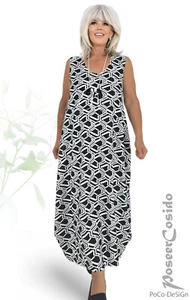 LAGENLOOK Verano Top Vestido Globo Negro Blanco 44 46 48 50 52 54 56 58 XL XXL - Imagen 1 de 8