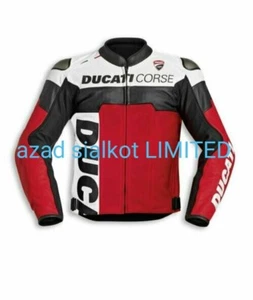 DUCATO CORSE MOTOGP COWHIDE LEATHER ARMOURED BIKER RACING JACKET IN ALL SIZE - Picture 1 of 4