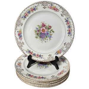 5 platos de cena vintage Rosenthal Alemania marfil floranada pintados a mano florales 10" - Imagen 1 de 7