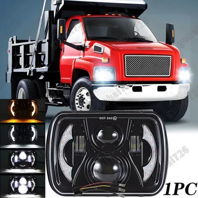 Conjunto de faros LED 7x6 5x7 haz alto DRL para Chevy C6500/C7500 Kodiak C8500 Foto 1 de 4