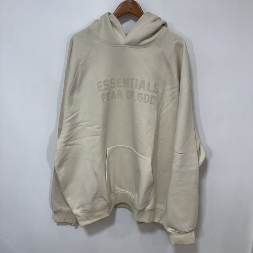 Felpa con cappuccio Fear of God Essentials uomo 2XL guscio d'uovo vestibilità rilassata Nuova