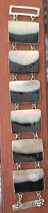  925 Sterling Silber schwarze Lippe Austernschale rechteckiges Armband / Irland  - Bild 1 von 12