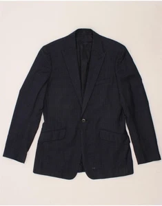 REISS Mens 1 Button Blazer Jacket UK 38 Medium Navy Blue Check Wool AI07 - Picture 1 of 5