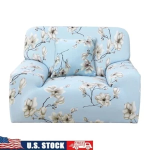 Contemporary Floral Stretch Sofa Cover 1 Pcs Washable Protective Slipcover Blue - Picture 1 of 8