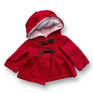 Chaqueta Carter's para niñas talla 6 meses roja de peso medio con capucha forrada de piel rosa - Imagen 1 de 2