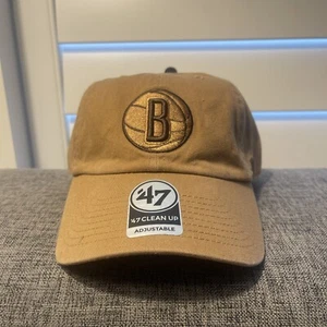 47 Men's Brooklyn Nets Tan Clean Up Adjustable Hat - Picture 1 of 4