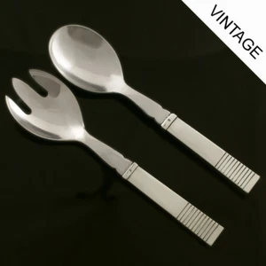 Georg Jensen Silver Salad Serving Set w/ Steel, Medium 133 - Parallel/ Relief - Picture 1 of 1