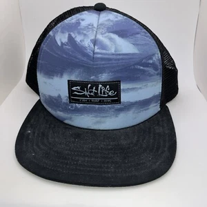 Salt Life Hat Mesh Snapback Trucker Cap One Size Blue And Black Fishing Boating - Picture 1 of 3