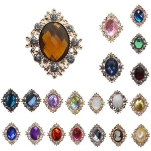 10x Bling Crystal Rhinestone Pearl Flat back Buttons Embellishment Wedding - Picture 1 of 111