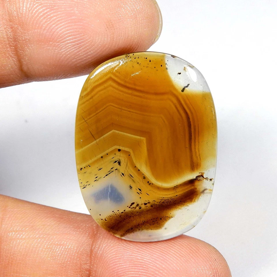 Montana Ágata Pulida Piedras Preciosas Cojín Forma Cabujón Natural Suelto 26Cts #9925 Foto 1 de 4