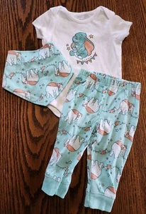Set Body Pantaloni Bandana Bavaglino Disney Baby Bean Dumbo Taglia 9 Mesi - Foto 1 di 12