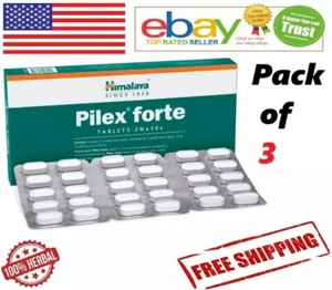 3 X Himalaya Pilex forte 60 Tabs EACH PACK 100% Pure Herbal - Picture 1 of 2