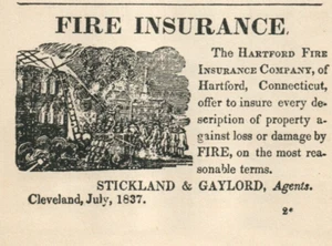 1837 Strickland Gaylord Seguro contra incendios Quema Edificio Ciudad Desastre Anuncio B345 - Imagen 1 de 3