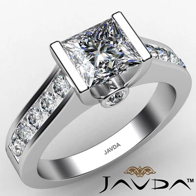 Channel Bezel Tension Setting Princess F SI2 Diamond Engagement Ring 1.5 ctw. - Image 1 of 4