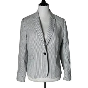 Reiss Damen Blazer Jacke Größe L Schwarz Weiß Eckig Geometrisch Büro Akademie - Bild 1 von 15