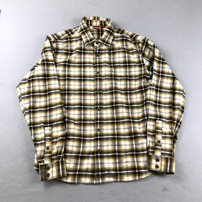 Eastern Mountain Sports Shirt Mens Medium Yellow Black Plaid Flannel Button Up - Image 1 of 4