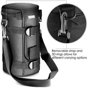 Waterproof Deluxe Lens Pouch Bag with Shoulder Strap for DSLR Camera Lens - Picture 1 of 18