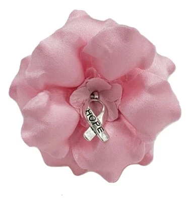 Broche broche flor tela rosa concientización sobre el cáncer de mama Foto 1 de 4