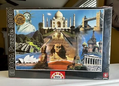 Educa Puzzle World Collage 3000 Pieces 13427 Taj Mahal Eiffel Tower - NEW SEALED - Image 1 of 4