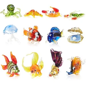 Set of 12 Aquarium Decorations Glass Figurines - Handmade Colorful Glass Wate... - Picture 1 of 5