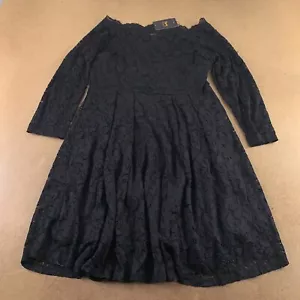 MISSMAY Women's Size 2XL Black Lace Long Sleeve Square Neck Swing Dress NWT - Picture 1 of 8