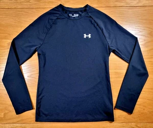 Under Armour Shirt Girl's Youth XL Black White Kids Fitted Long Sleeve Athletic - Picture 1 of 7