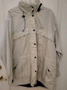 REI Elements RAIN Women's Lined Jacket XL Beige Hood - Picture 1 of 8