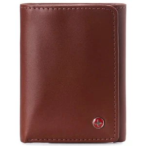 Alpine Swiss Mens Trifold Wallet RFID Blocking Genuine Leather Bifold ID Window - Picture 1 of 5