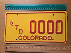 License Plates, Colorado, DMV Sample, RTD (Rural Transfer District {bus}) 0000 - Picture 1 of 3