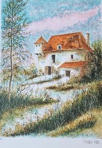 Pierre Mas House in the Woods HAND SIGNED lithograph French home EA France art - Picture 1 of 18