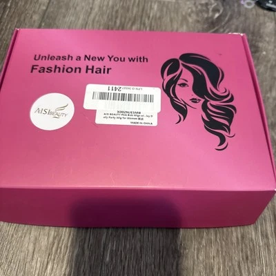 Peluca rosa de moda con clips y gorra de peluca Foto 1 de 4