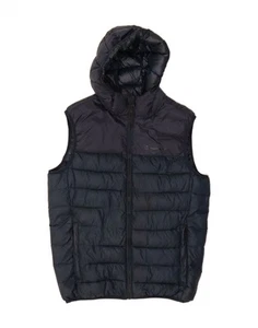 CHAMPION Mens Hooded Padded Gilet UK 38 Medium Navy Blue Colourblock CK20 - Picture 1 of 3