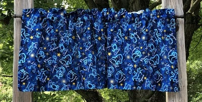 Zodiac Valance Names Constellations Stars in Night Navy Handcrafted Curtain - Image 1 of 3