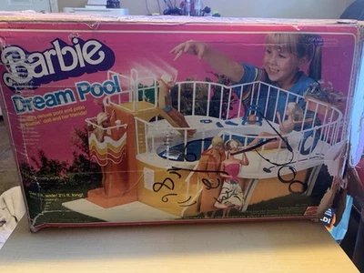 Vintage 1980 Barbie Dream Pool with Box Patio Furniture Almost Complete HTF Rare - Image 1 of 4