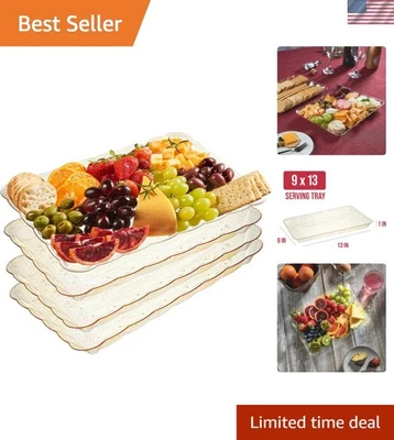 Bandejas desechables de fiesta con brillo dorado - Platos de plástico 9x13 para eventos, juego de 4 Foto 1 de 4