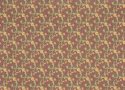 Papel pintado para casa de muñecas Ravenhurtst Brodnax victoriano granate y verde escala 1:12 Foto 1 de 4