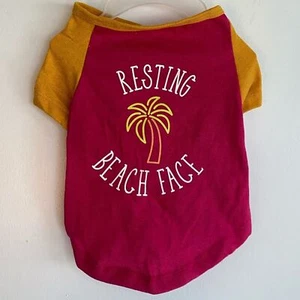 Camisa de perro con cara de playa en reposo talla mediana nueva con etiquetas rosa mascota cachorro disfraz de Halloween - Imagen 1 de 5