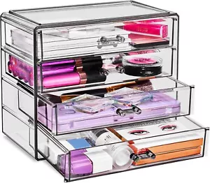 4 Drawer Acrylic Makeup Organizer Storage Box for Cosmetics & Jewelry - Picture 1 of 8